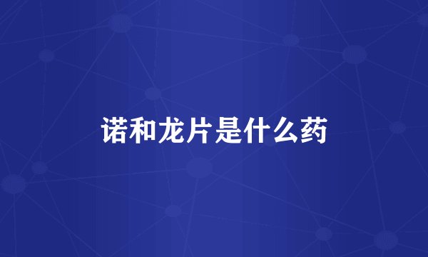 诺和龙片是什么药