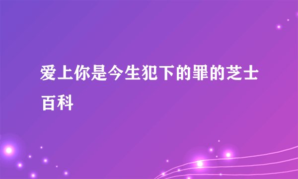 爱上你是今生犯下的罪的芝士百科