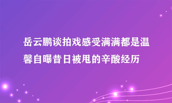 岳云鹏谈拍戏感受满满都是温馨自曝昔日被甩的辛酸经历