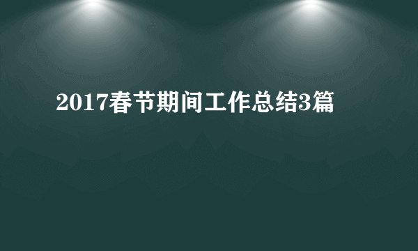 2017春节期间工作总结3篇