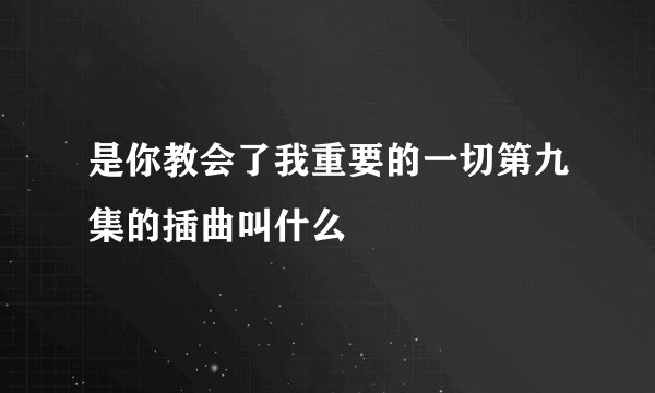 是你教会了我重要的一切第九集的插曲叫什么
