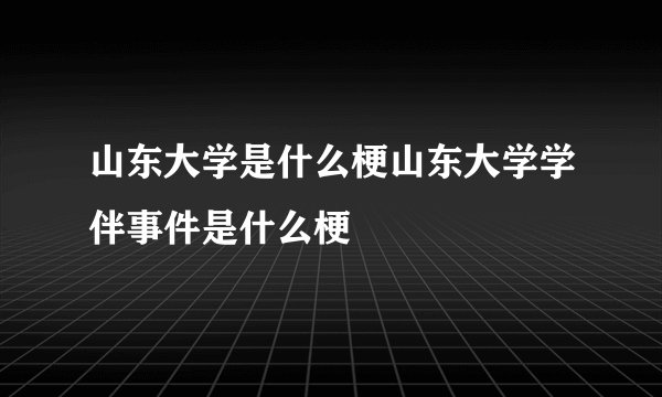 山东大学是什么梗山东大学学伴事件是什么梗