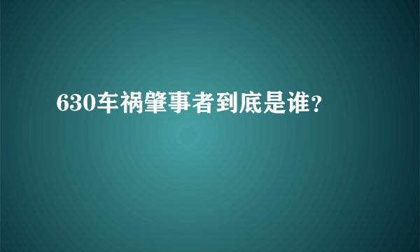 630车祸肇事者到底是谁？