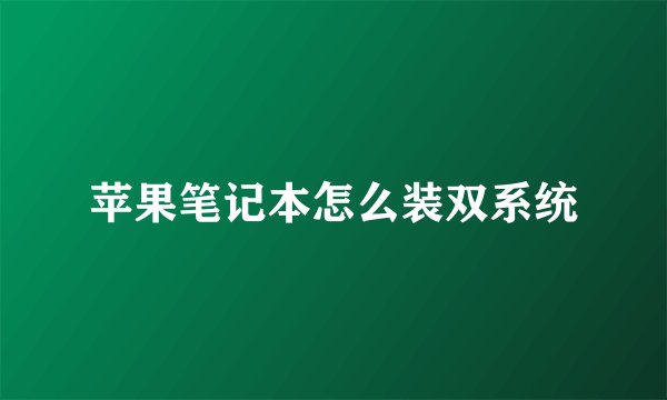 苹果笔记本怎么装双系统