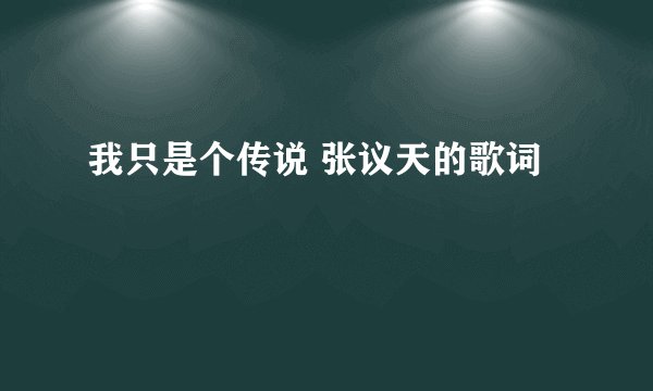 我只是个传说 张议天的歌词