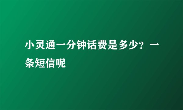 小灵通一分钟话费是多少？一条短信呢