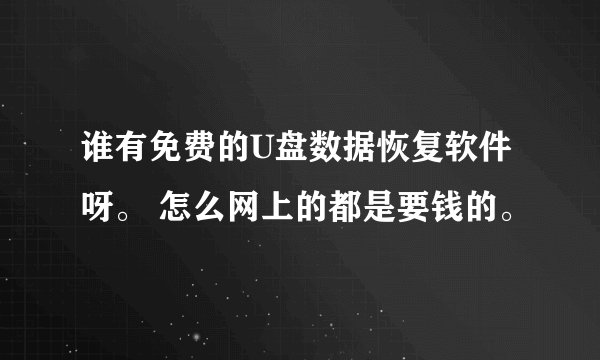 谁有免费的U盘数据恢复软件呀。 怎么网上的都是要钱的。