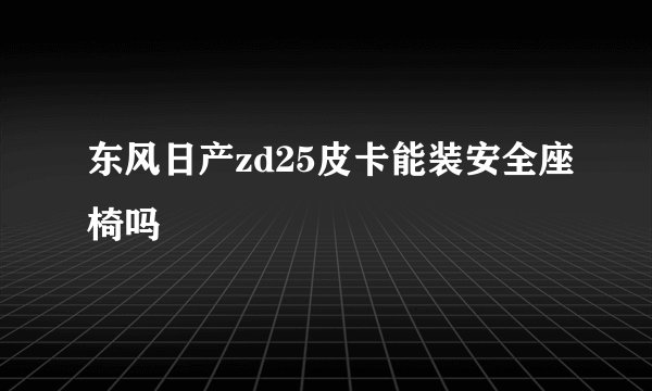 东风日产zd25皮卡能装安全座椅吗