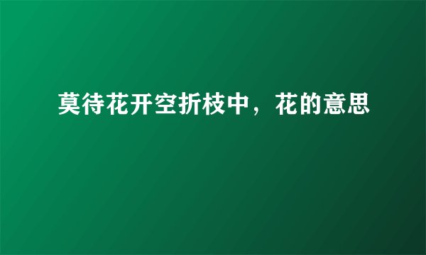 莫待花开空折枝中，花的意思
