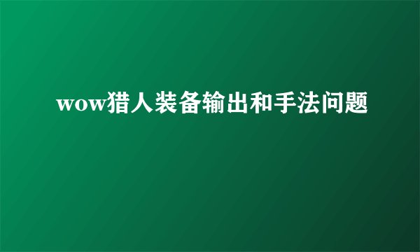 wow猎人装备输出和手法问题