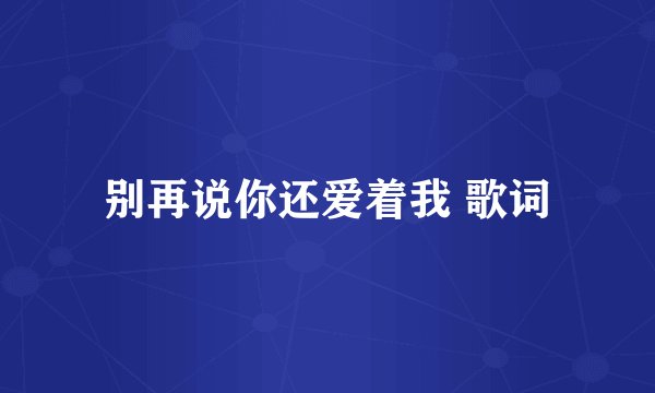 别再说你还爱着我 歌词