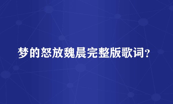 梦的怒放魏晨完整版歌词？
