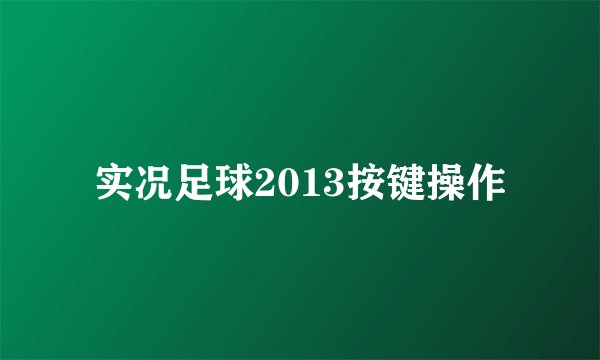 实况足球2013按键操作