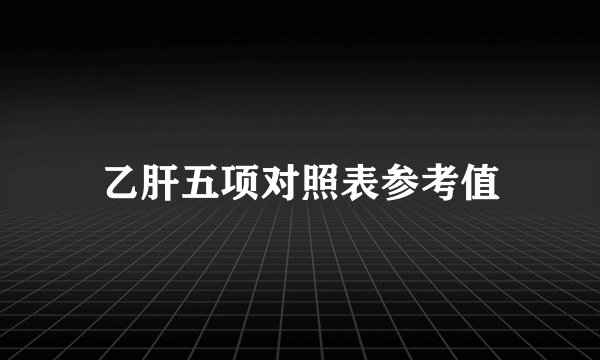 乙肝五项对照表参考值