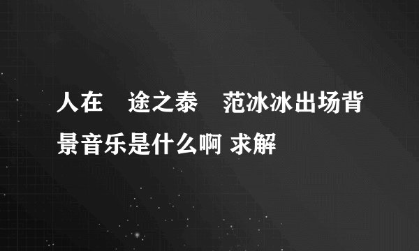 人在囧途之泰囧范冰冰出场背景音乐是什么啊 求解