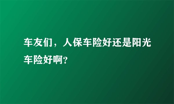 车友们，人保车险好还是阳光车险好啊？