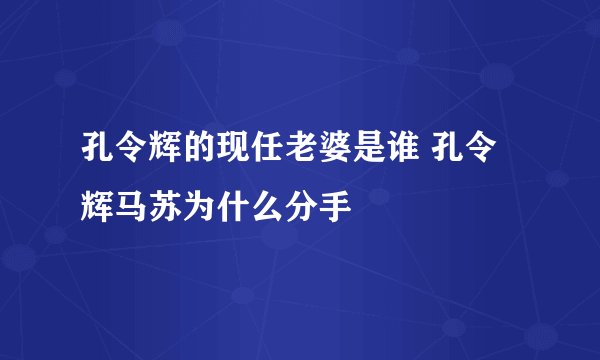 孔令辉的现任老婆是谁 孔令辉马苏为什么分手