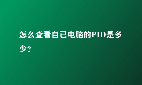 怎么查看自己电脑的PID是多少?