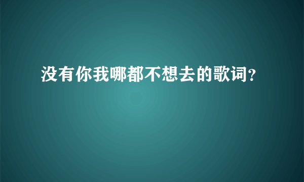 没有你我哪都不想去的歌词？
