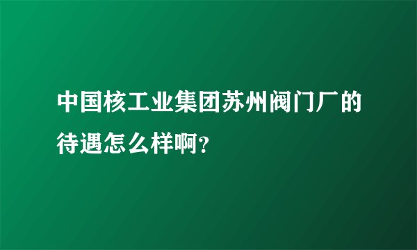 中国核工业集团苏州阀门厂的待遇怎么样啊？