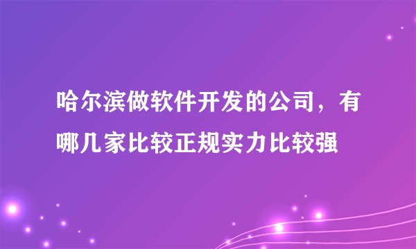 哈尔滨做软件开发的公司，有哪几家比较正规实力比较强