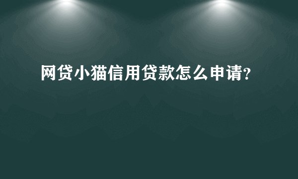 网贷小猫信用贷款怎么申请？