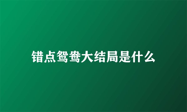 错点鸳鸯大结局是什么