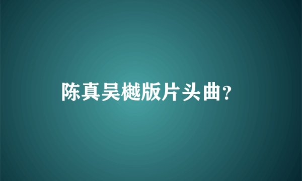 陈真吴樾版片头曲？