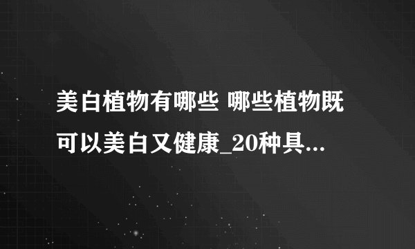 美白植物有哪些 哪些植物既可以美白又健康_20种具有美白和保湿的植物