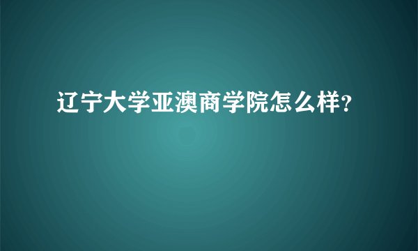辽宁大学亚澳商学院怎么样？