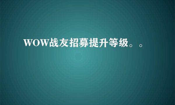 WOW战友招募提升等级。。