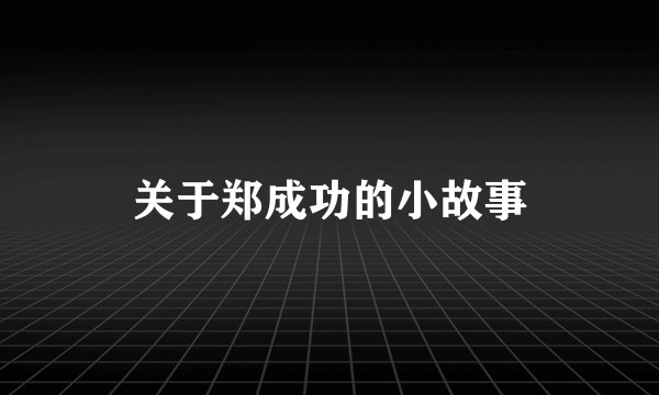 关于郑成功的小故事
