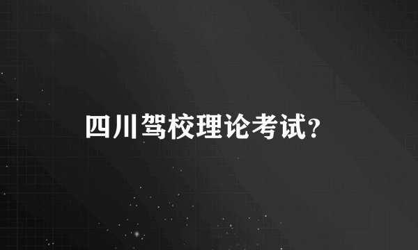 四川驾校理论考试？