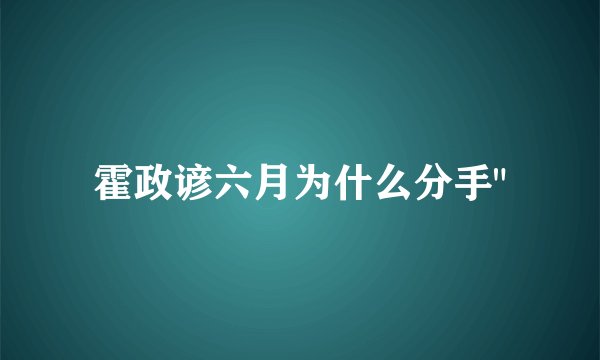 霍政谚六月为什么分手