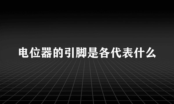 电位器的引脚是各代表什么