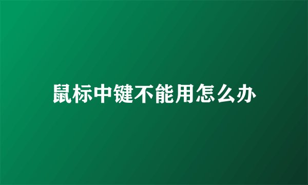 鼠标中键不能用怎么办