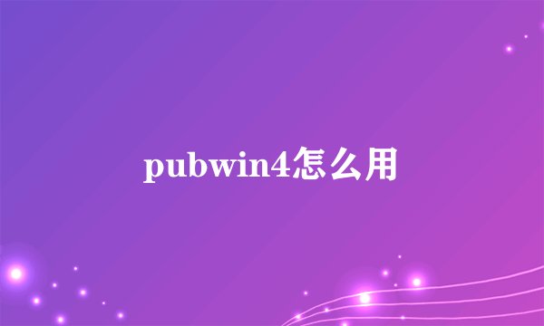 pubwin4怎么用