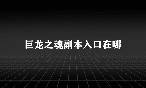 巨龙之魂副本入口在哪
