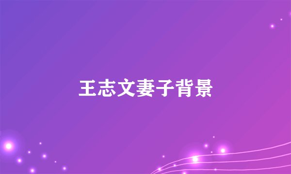 王志文妻子背景