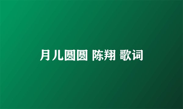 月儿圆圆 陈翔 歌词
