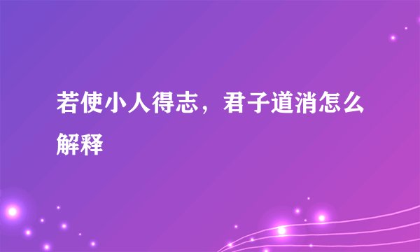 若使小人得志，君子道消怎么解释