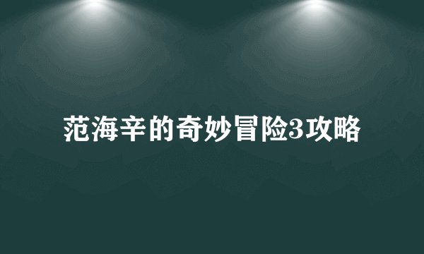 范海辛的奇妙冒险3攻略