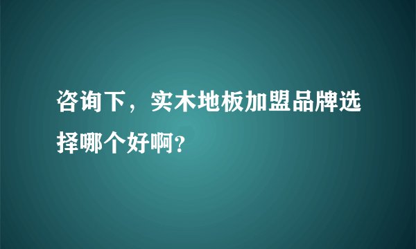 咨询下，实木地板加盟品牌选择哪个好啊？