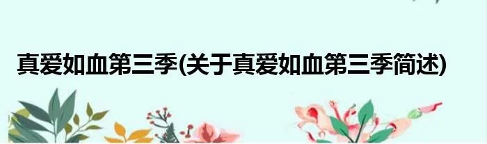 真爱如血第三季(关于真爱如血第三季简述)