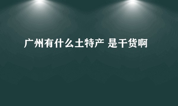 广州有什么土特产 是干货啊
