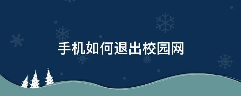 手机如何退出校园网