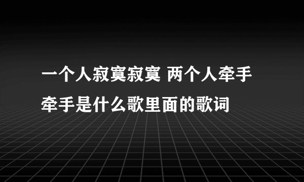 一个人寂寞寂寞 两个人牵手牵手是什么歌里面的歌词