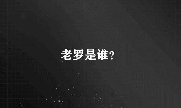 老罗是谁？