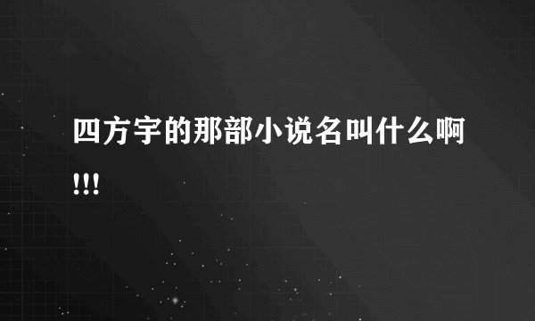 四方宇的那部小说名叫什么啊!!!