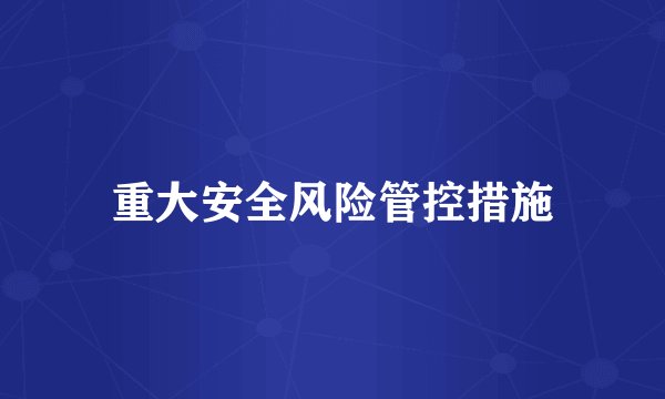 重大安全风险管控措施